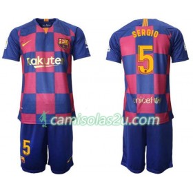 Camisolas de Futebol FC Barcelona Sergio 5 Criança Equipamento Principal 2019/20 Manga Curta